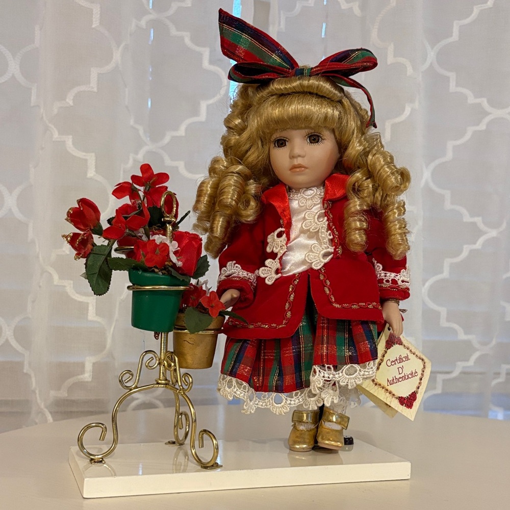 10” Gorgeous Vintage Porcelain Doll with Accessories